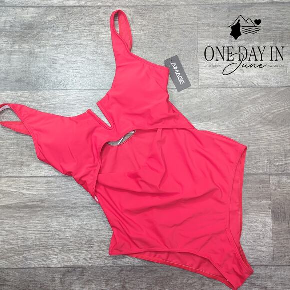 Aimage V Wire Cut Out One Piece Swimsuit Size M - Picture 1 of 5